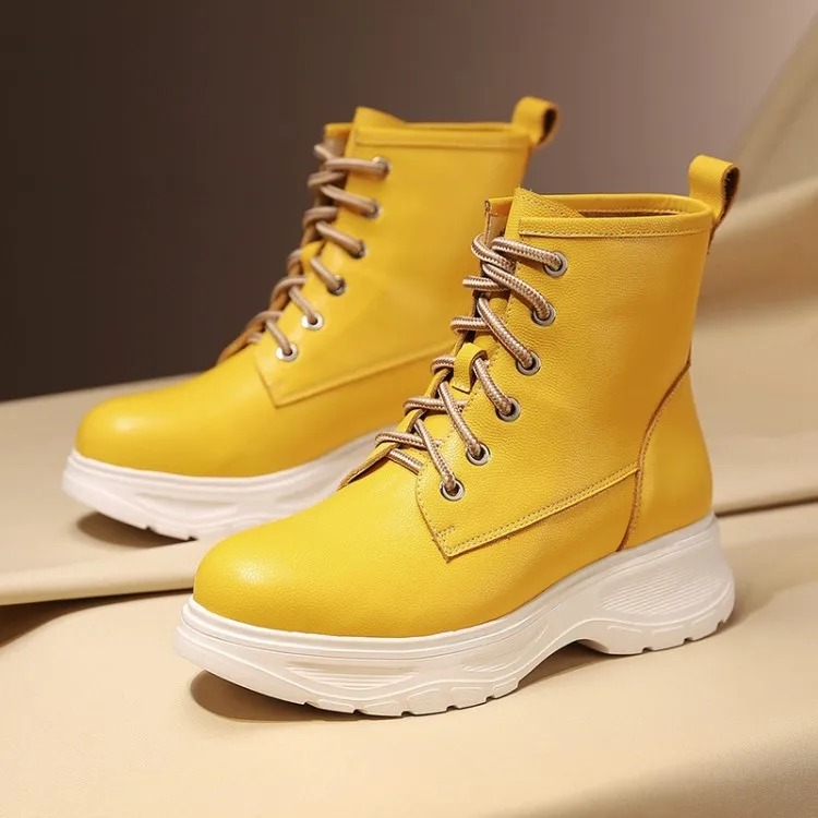 MLJUESE/женские ботильоны из коровьей кожи Зимние короткие плюшевые ботинки