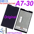 Дисплей для Lenovo Tab 2, tab2, A7-30HC, A7-30, A7-30DC, ЖК-дисплей, сенсорный экран, дигитайзер, сенсоры, стекло в сборе, с рамкой, запчасти