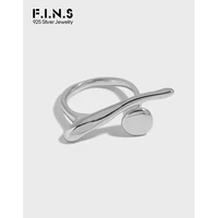 f i n s minimalist irregular overlap s925 sterling silver open ring smooth round stick resizable finger index rings for women