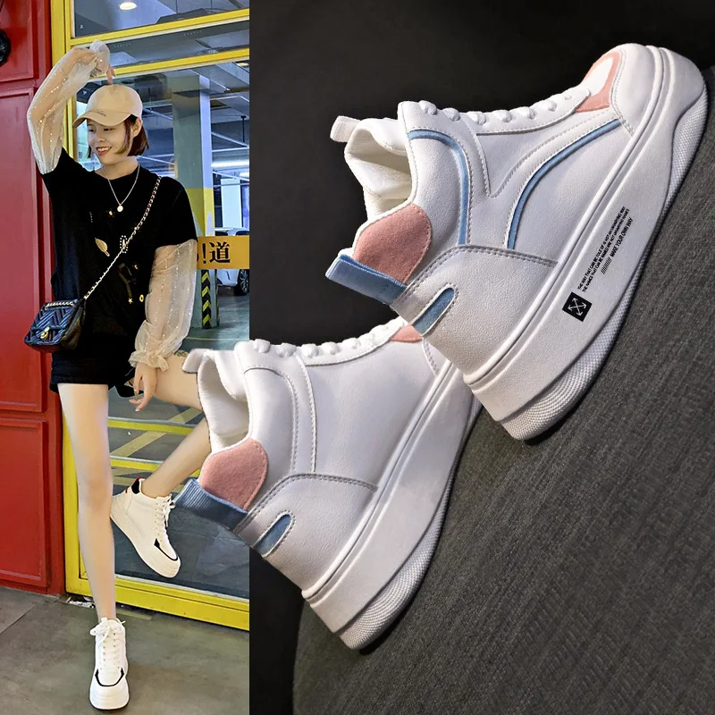 Белые туфли с высокой посадкой коллекция 2019 года сезон осень Студенческая обувь