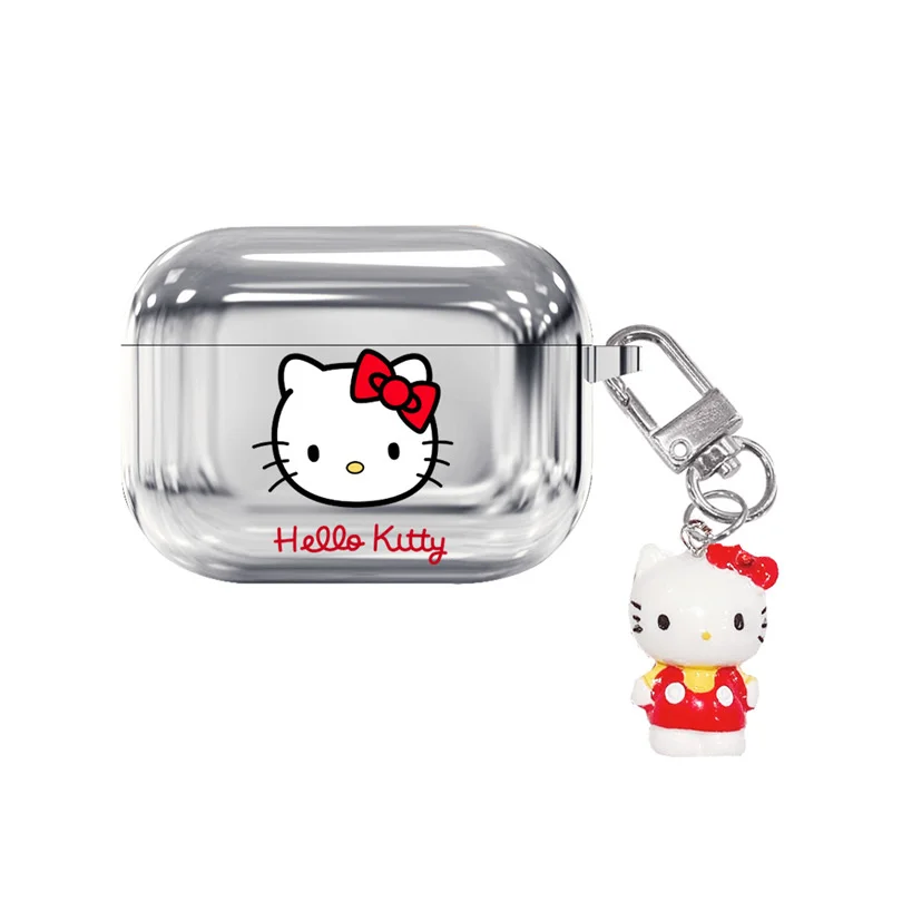 

Cute Electroplating Holla Kitty Air Pods Protector with Chain Sillicone Air Pods Pro Protective Case for Airpods 1/2/3 Pro