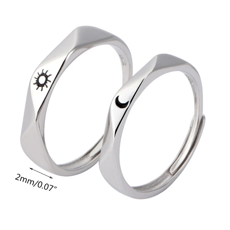 

2021 New 1 Pair Sun Moon Lover Couple Rings Set Promise Wedding Bands Men Women Jewellery 2020 trend