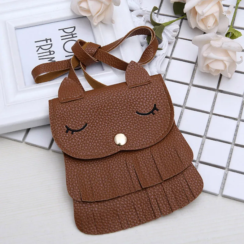 Милая Детская маленькая сумка-мессенджер с кисточками и кошкой для девочек Мини