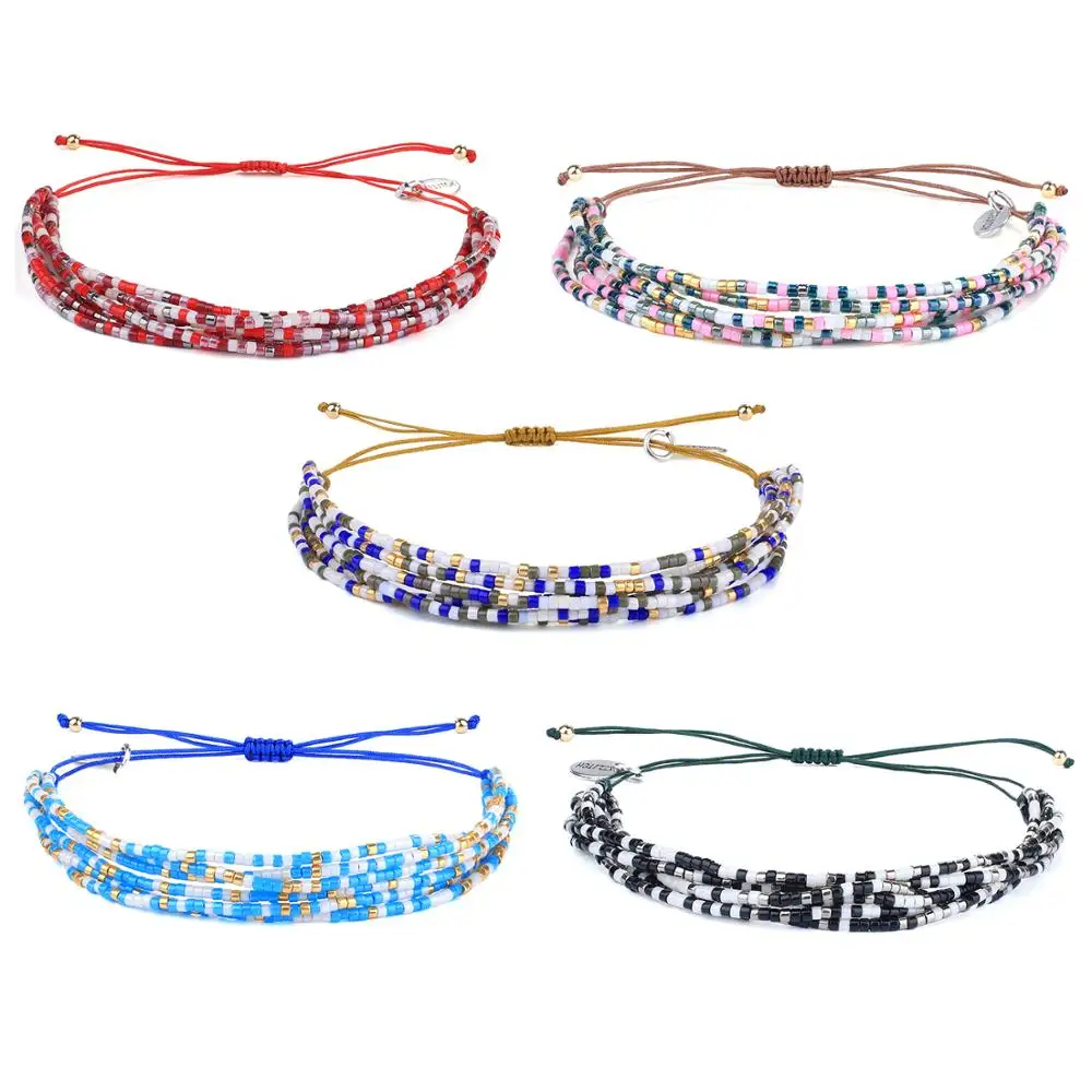 

KELITCH New Women Bracelets Mixed Miyuki Multilayered Strand Wrap Beaded Boho Handmade Delicate Bangles Charm Fashion Jewelry