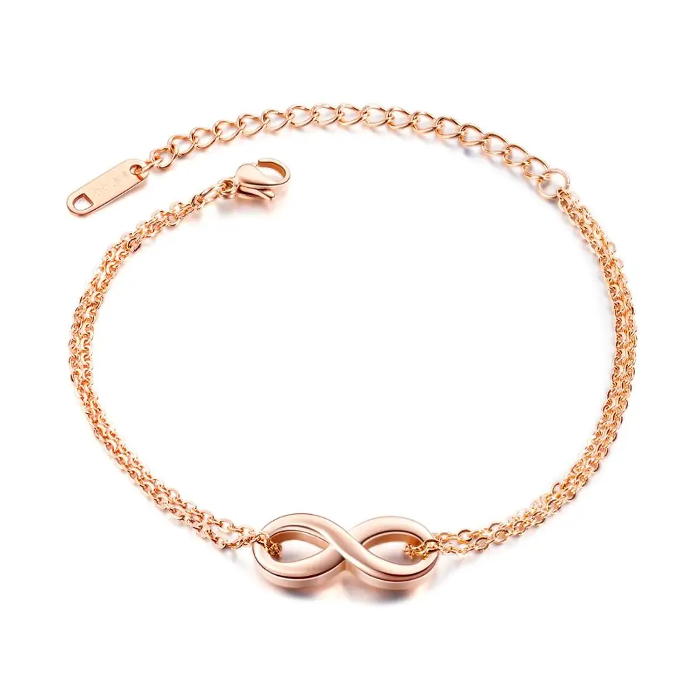 

Brand women bracelet Japan-Korea Infinite 8-word Hand-ornamented Titanium Steel Rose Gold wrap Bracelet women accessories gifts