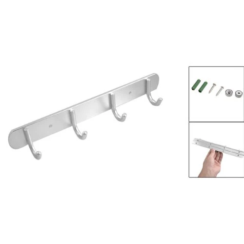 

Aluminium Alloy 4 Hanger Towel Hat Coat Clothes Wall Mount Rack Hook