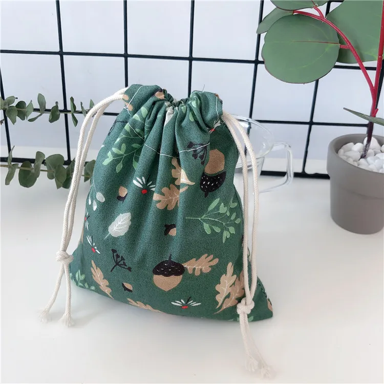 Холщовая мини-сумка на шнурке с принтом 3 шт. | Багаж и сумки