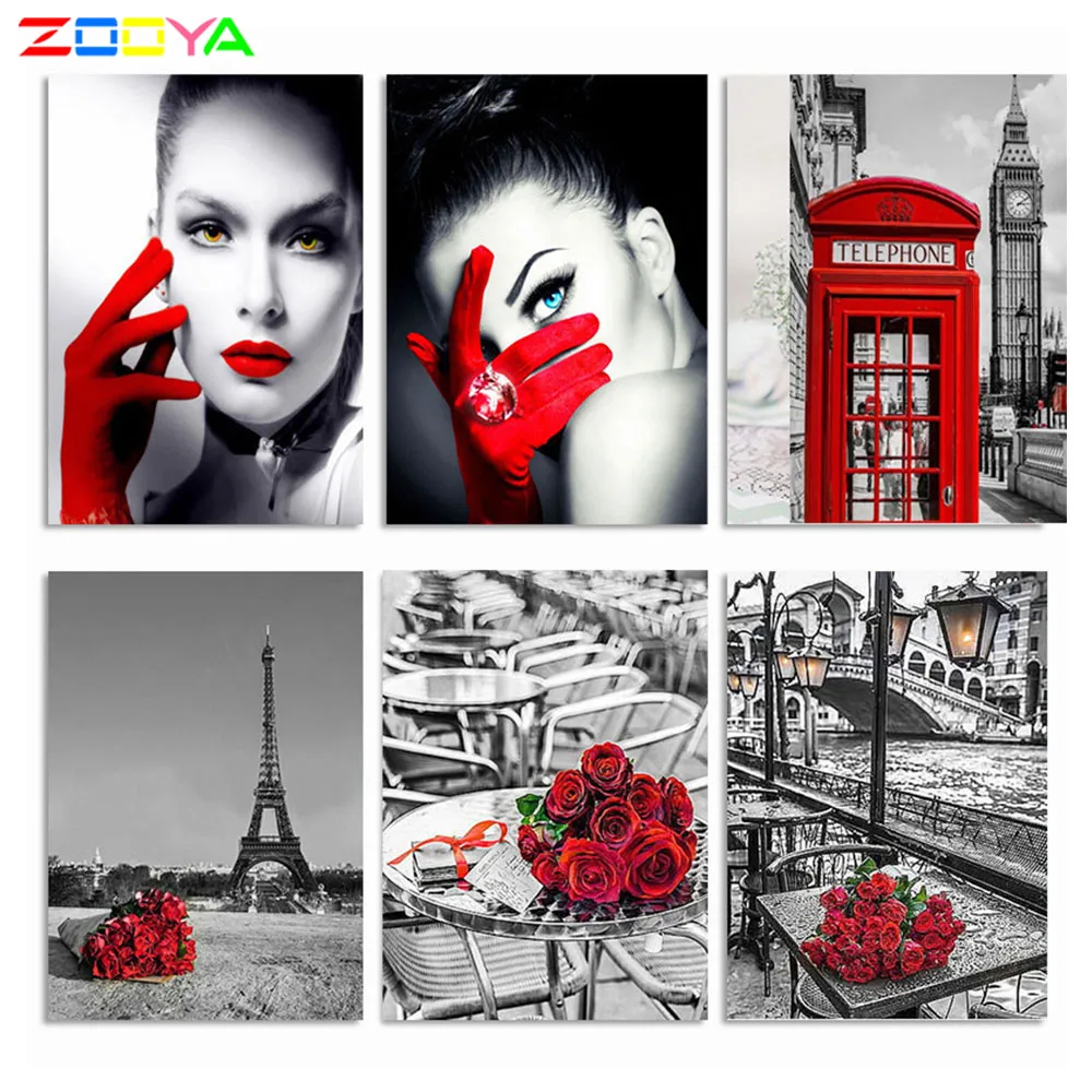 

ZOOYA Full Drill Square 5D Diamond Painting Red Girl Picture Diamond Embroidery Full Layout Diamond Mosaic Full Layout ZH068