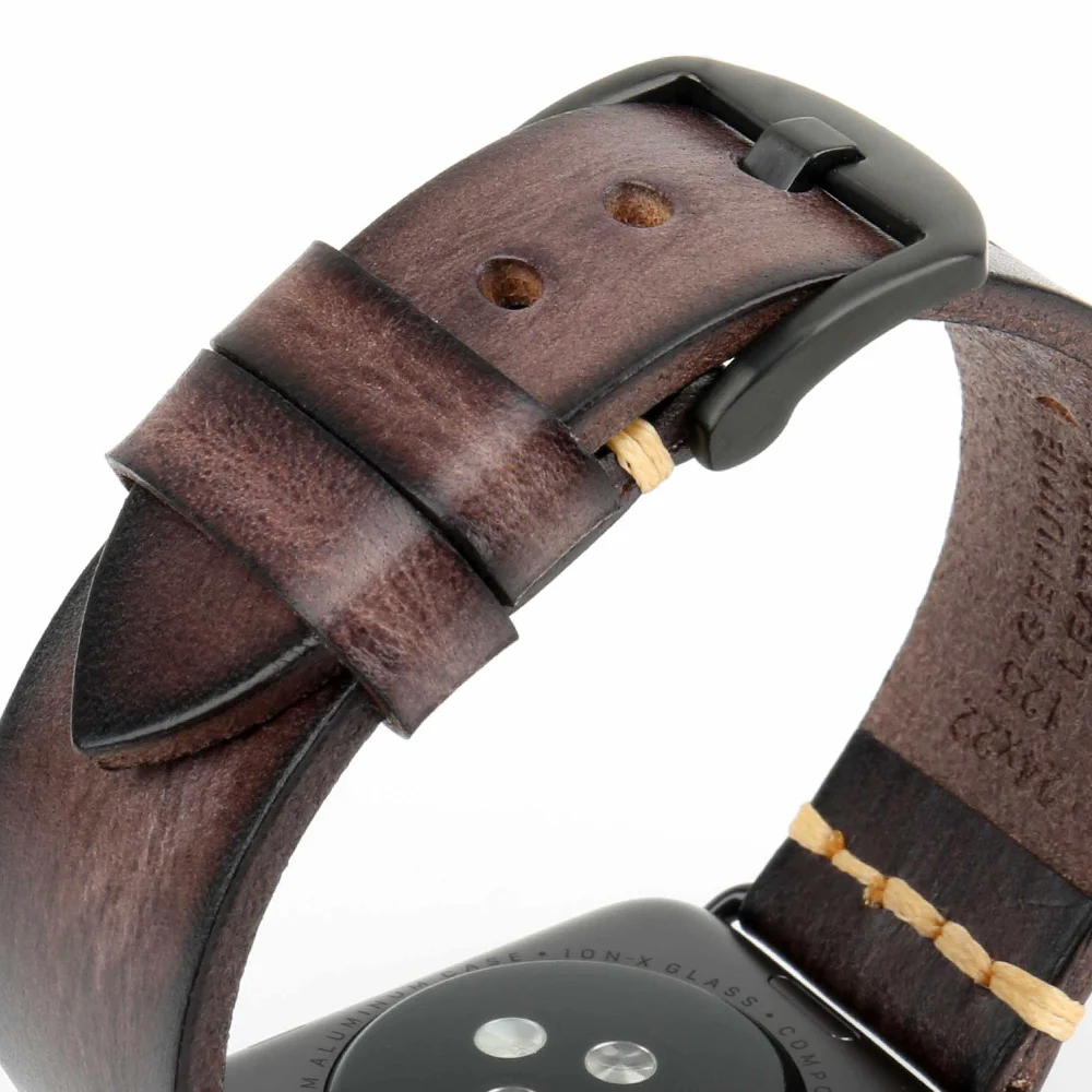 Винтажный кожаный ремешок ручной работы для часов Apple Watch Series 5 4 2 3 iWatch 44 мм 40 мм 42 м 38 мм ремешок для часов