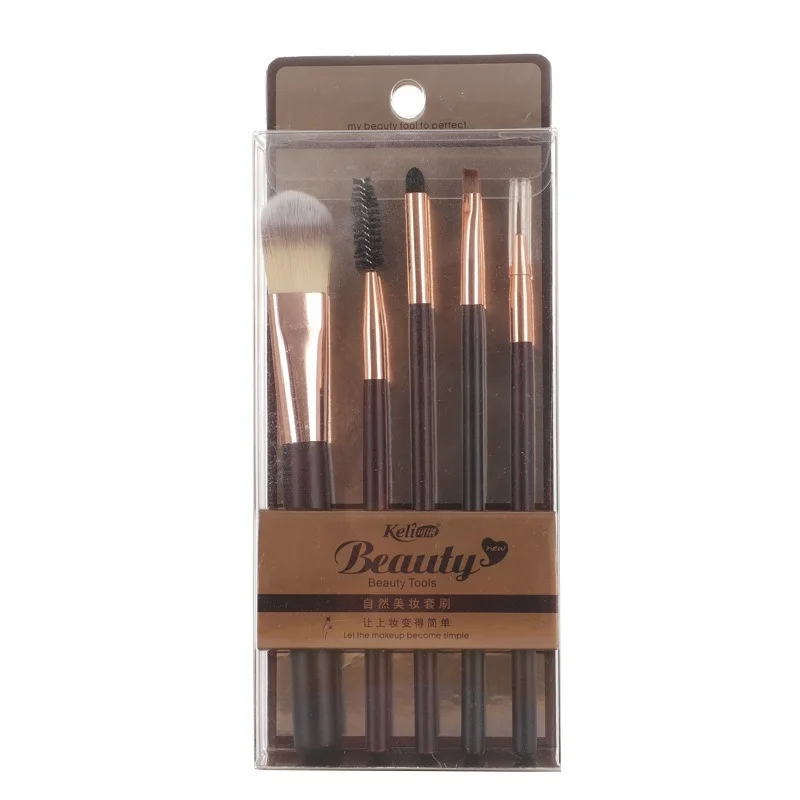 

5pcs A Set Metal Makeup Brushes Cosmetic Face Foundation Power Eyeshadow Blush Make Up Brush Kit Maquiagem Cotton Pad Dfdf
