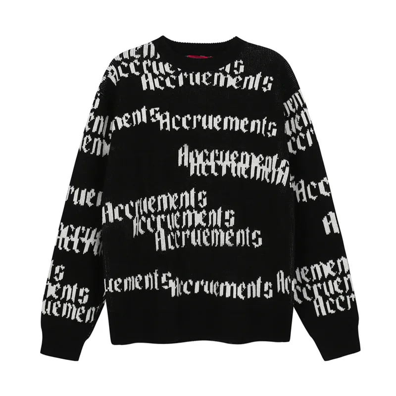 

LEVIORTIN Men's Sweaters Streetwear Pullover Letter Knitted Sweater Harajuku Fashion Casual Hip Hop Knitwear Fashion Knit Tops