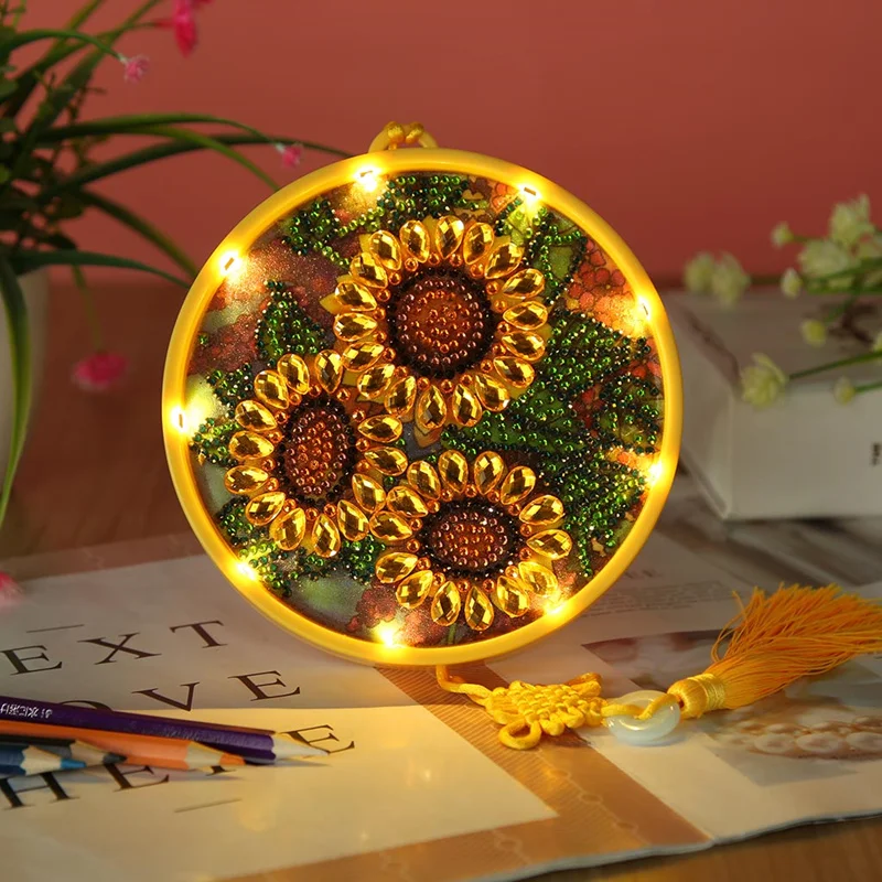 5D DIY Diamond Painting LED Night Light with Tassel Embroidery Hanging Lamp Oranments Home Table Derorations | Дом и сад