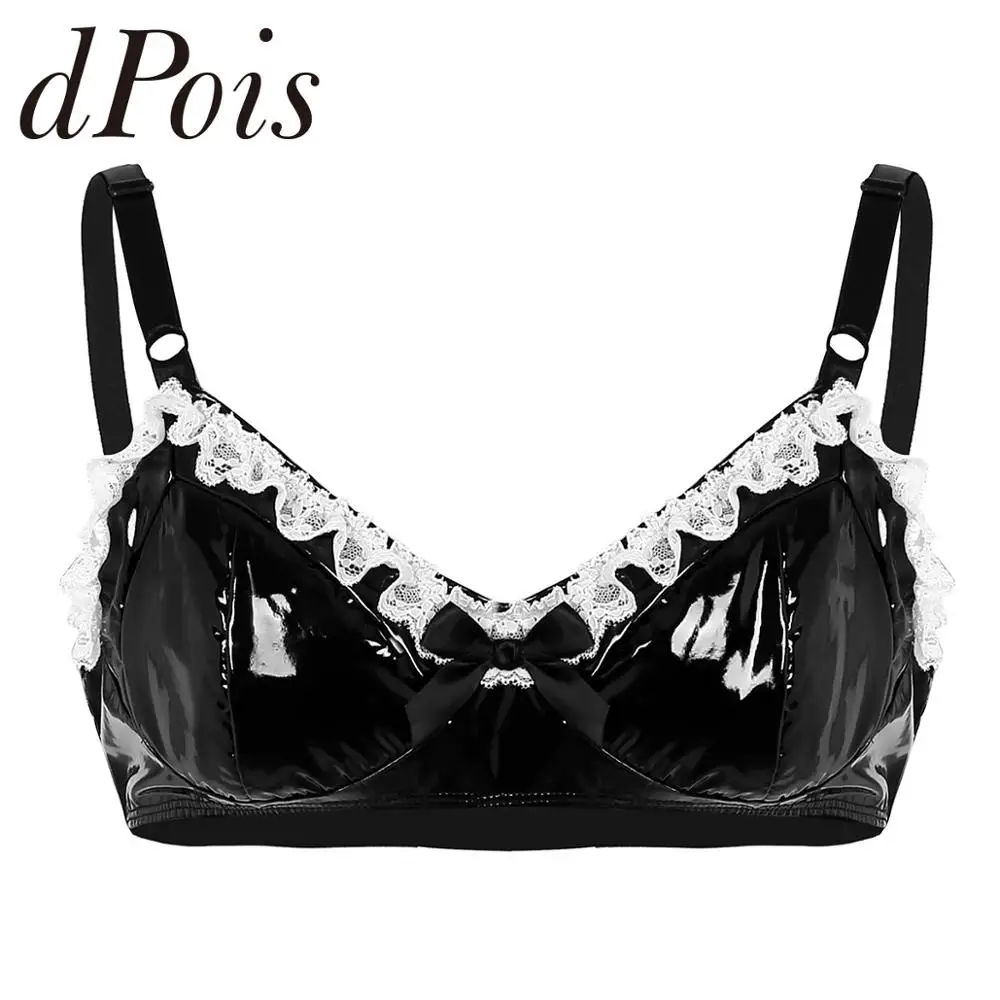 Мужские кружевные бюстгальтеры мягкие из искусственной кожи на тонких