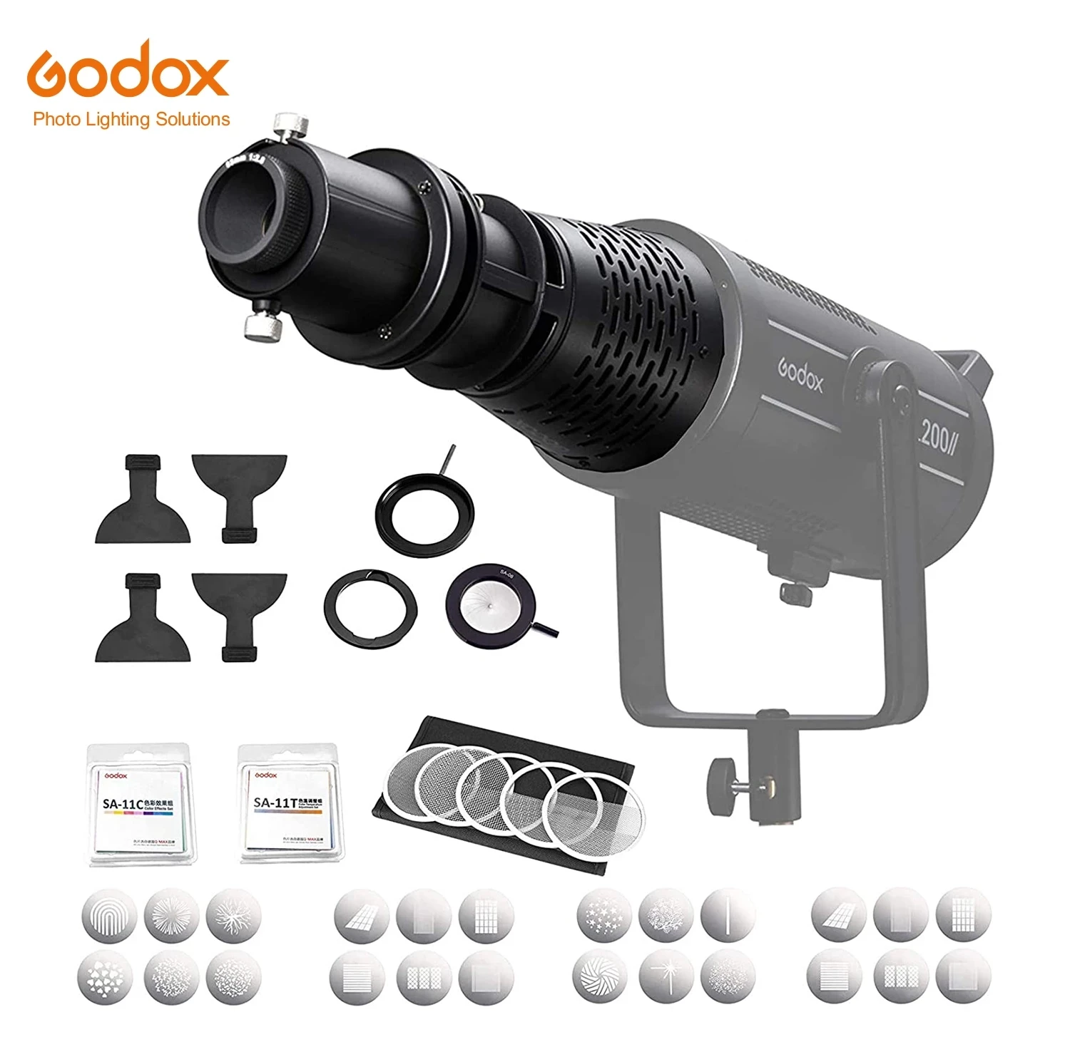 

Godox SA-17 Kit for Godox SA-P Projector Kit to Bowens Mount S30 VL150 VL200 VL300 SL150II SL200II LED Light