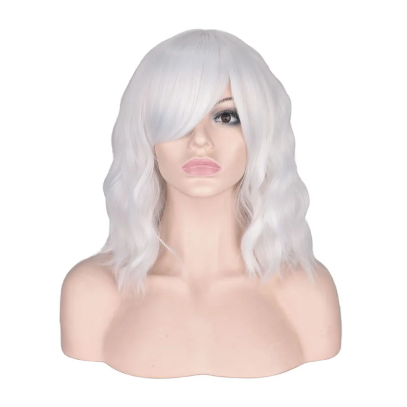 

WHIMSICAL W Short Hair Wigs 12"Platinum Blonde Wavy Synthetic Wig For Women Natural Heat Resistant Hair