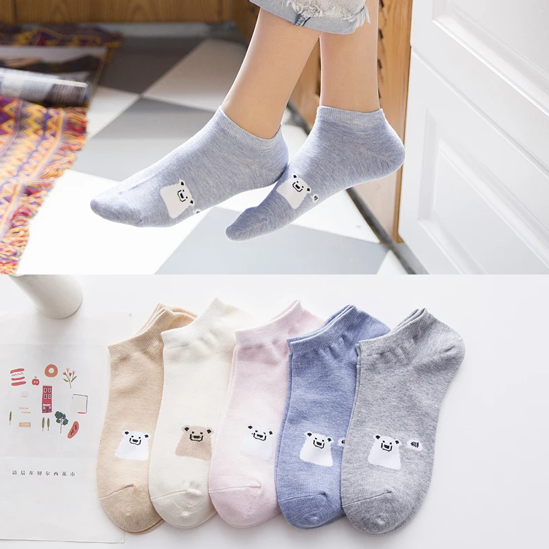 

5 пар, женские хлопковые носки до щиколотки