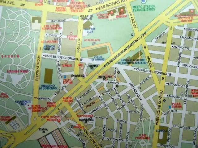 Карта Афин карта туристическая движения достопримечательностей распределения