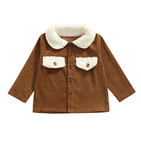 toddler boys girls fall winter clothes long sleeve solid color button up corduroy shirt lapel down coat for kids