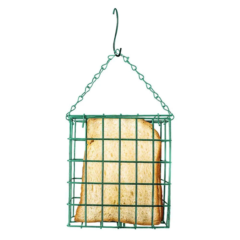 

Bird Feeder Green Cube Cage Food Container Outdoor Wild Parrot Feeding Hanging Tree Portable Fruit Vegetable Park Garden