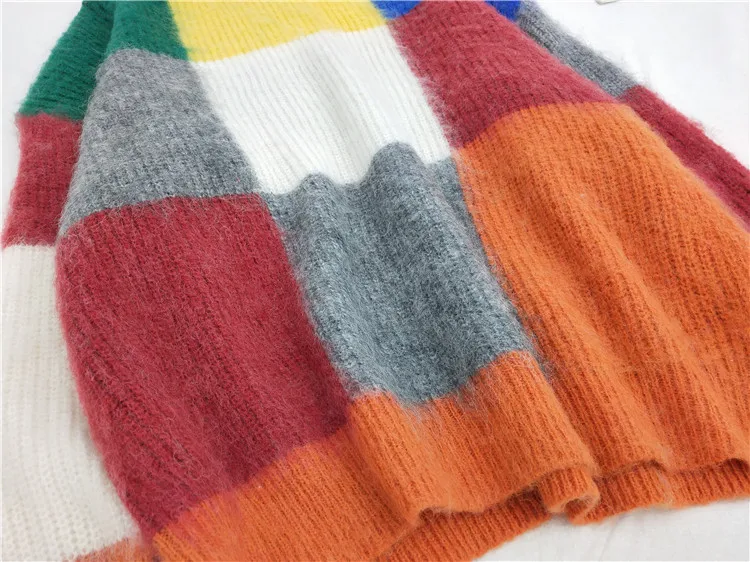 

EBAIHUI Plaid Pattern Pullover Knit Sweater Women Winter Clothes Korean Oversized Sweater Batwing Sleeve Casual Fashion 2020