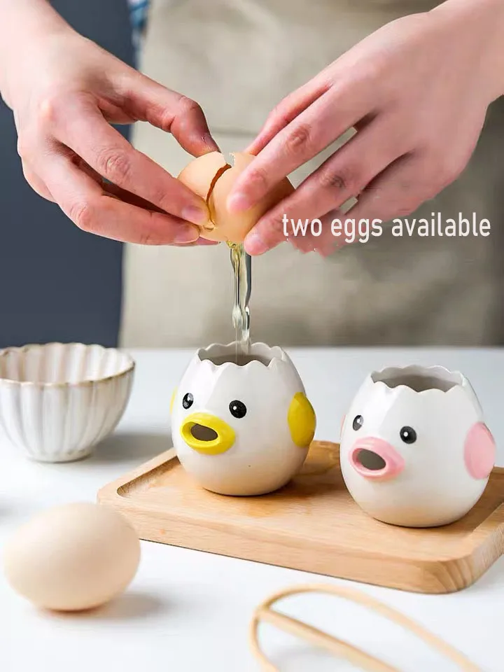 

Ceramic Egg Tools Yolk Albumen Separator Household Bakeware Egg Dividers Filter Separator