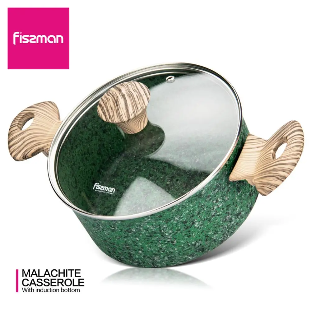 FISSMAN 20 см Кастрюля с крышкой антипригарным покрытием Мрамор покрытие алюминиевый