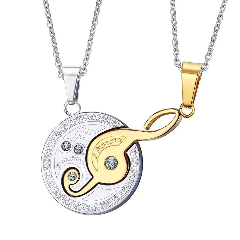 Vnox музыка Дизайн пары Цепочки и ожерелья подвеска для любителей 316L Нержавеющая