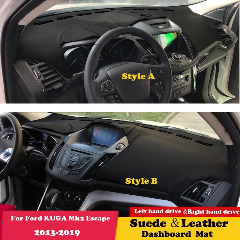 

For Ford KUGA Mk2 Escape 2013 2014 2015 - 2019 Leather Dashmat Dashboard Cover Pad Dash Mat Carpet Car Styling Accessories Suede