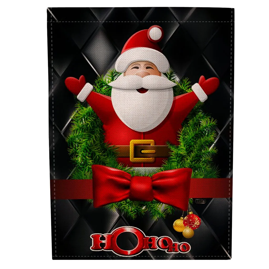 Рождественский Садовый флаг Санта Клаус Двусторонняя Баннер открытый газон