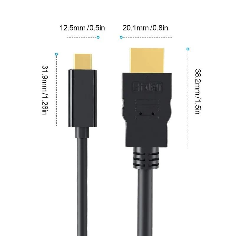 Кабель usb-c/HDMI USB Type-C/HDMI (DP Alt Mode) 4K Для iMac 2017/ MacBook Pro/Chromebook PixelLumia 950/950XL и др. |