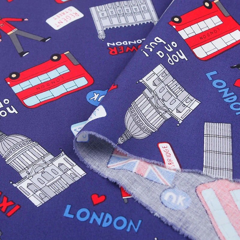 HLQON хлопок сатин темно синий фон ткань для шитья женская одежда обивка ткани