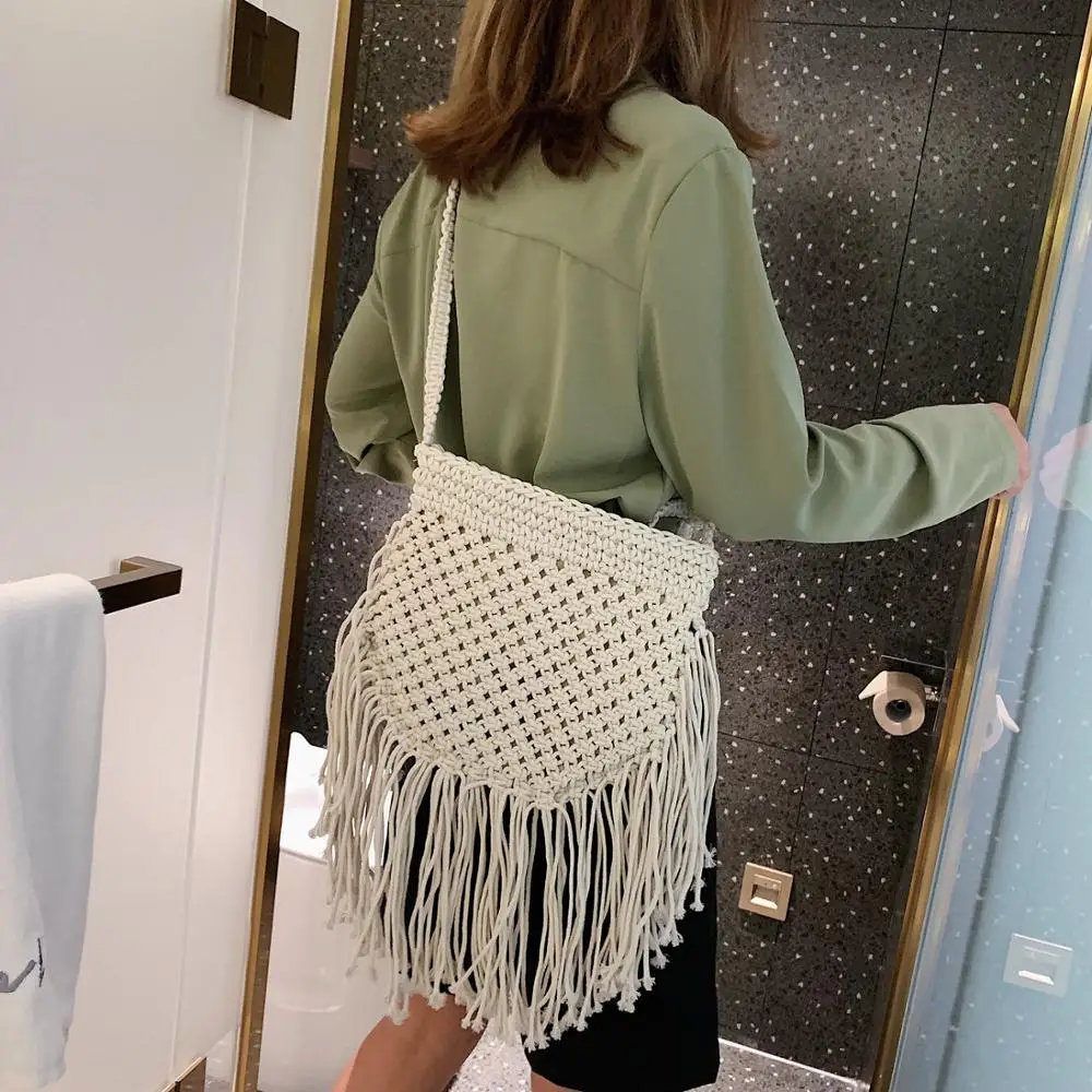 Летняя новая соломенная сумка с кисточками хлопковая плетеная мессенджер