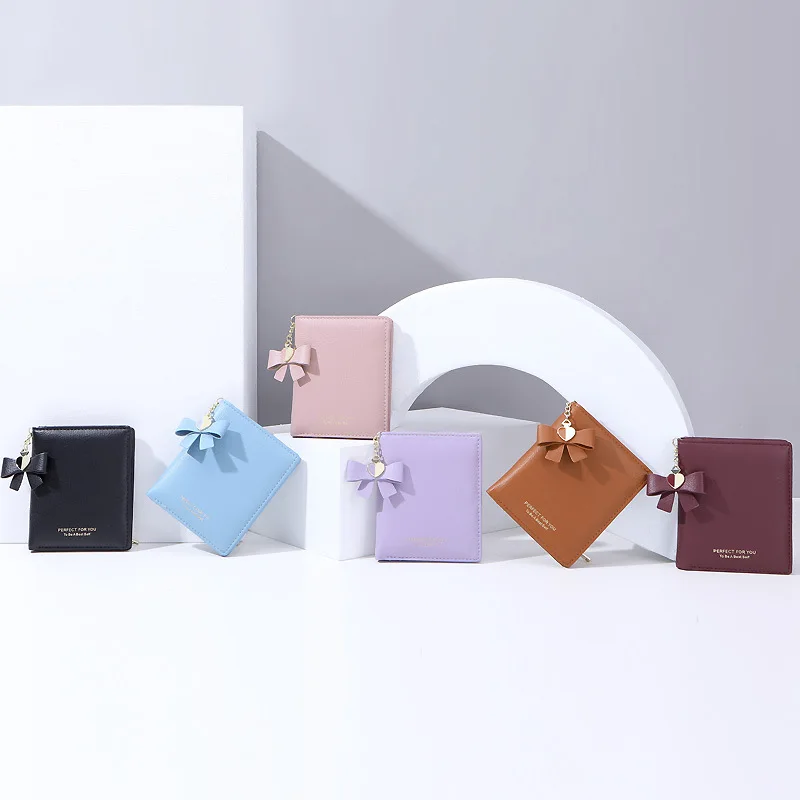 

YIZHONG Mini Short Luxury Designer Wallets for Women Leather Bow Chain Multifunctional Coin Purse Ladies Clutch Purses Bolsa
