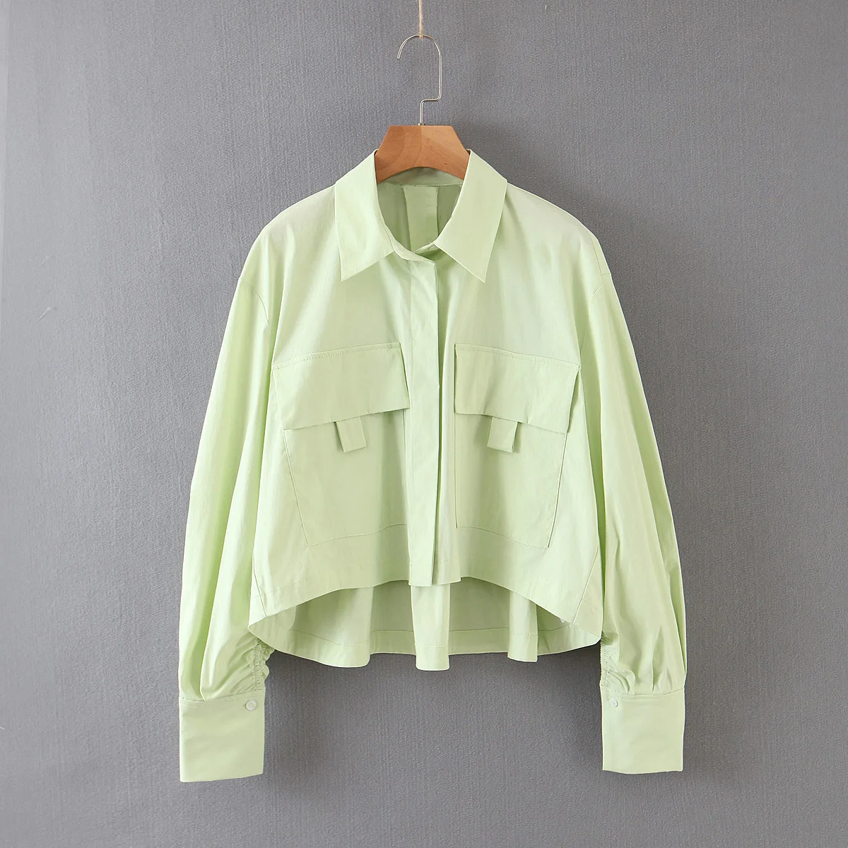 

2020 Spring Loose Casual Blouse Women Pockets Streetwear Long Hollow Out Sleeve Solid Cardigan Korean Style Female Tops