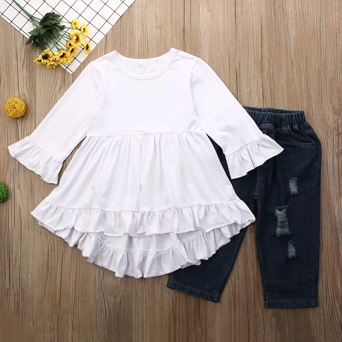 Весенне-осенняя одежда для маленьких девочек футболка с длинными рукавами и