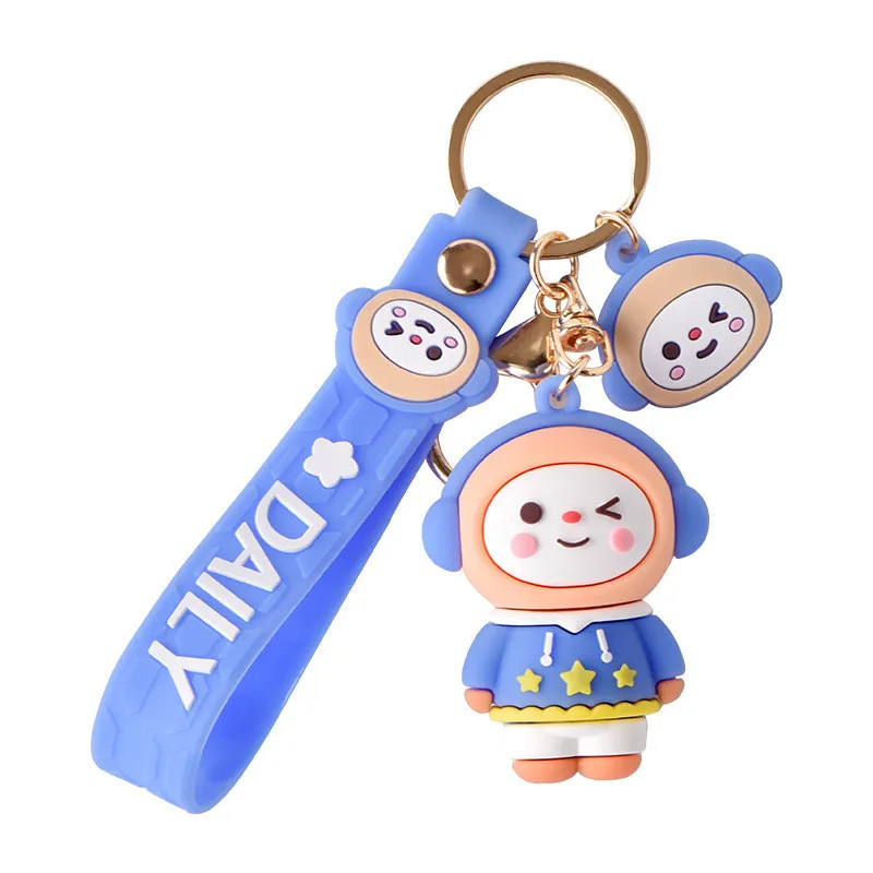 

2021 New Key Ring Female Cartoon Lovely Lovers Keychains Earphone Juvenile Soft Glue Car Hanging Accessories Wholesale Key Chain