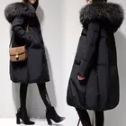 Зимние Женские однотонные теплые толстые куртки 2021 пальто с большим меховым воротником женские свободные пуховые хлопковые длинные женские парки с капюшоном одежда