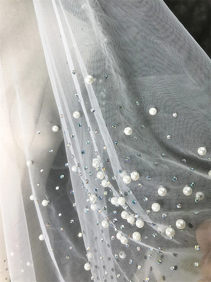 Необычная Бриллиантовая жемчужная сетка для свадебного платья сетчатая мягкая