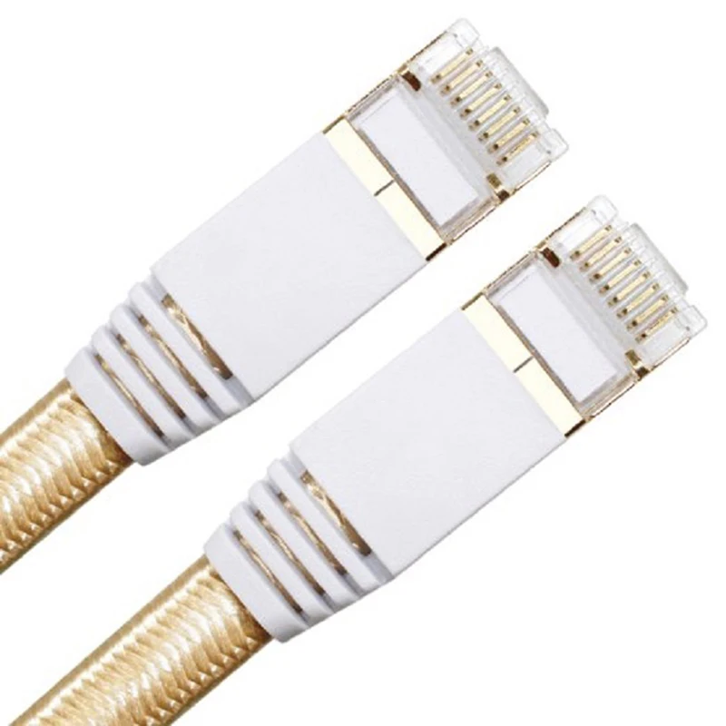 

5m RJ45 Cable Cat 7 Grid Blue And White Gold Flat Ethernet RJ45 Network Patch Cable Cord Ethernet LAN Cable For Router PC