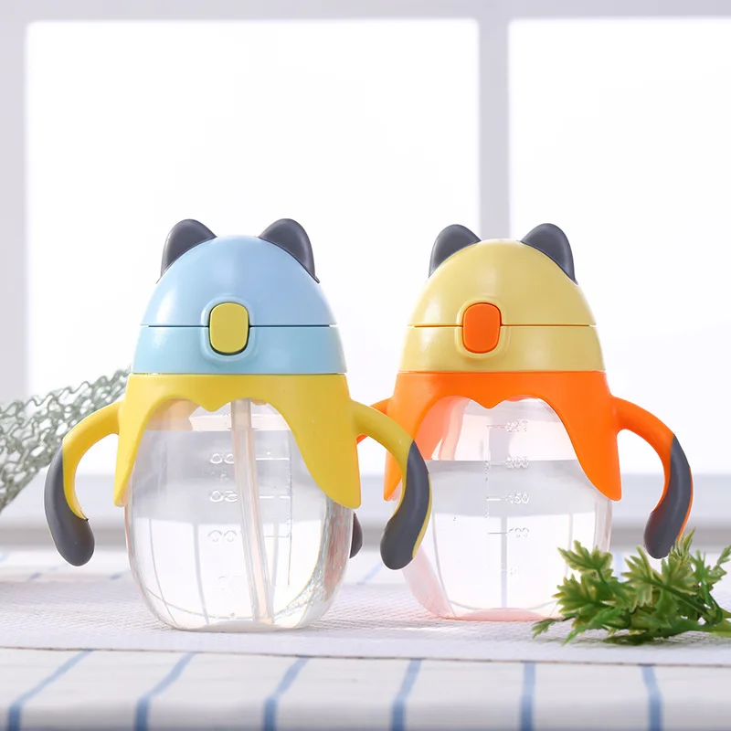 

300ML Cute Baby Cup Handle Bottle Training Cup Children Learn Feeding Drinking Water Cup Feeder Baby Using
