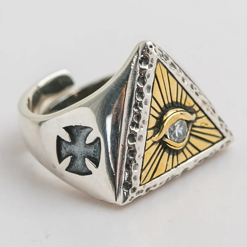 

ruibeila s925 argent personnalit mode oeil de Dieu triangle anneau ouvert hommes et femmes fte cadeau anneau R01010467