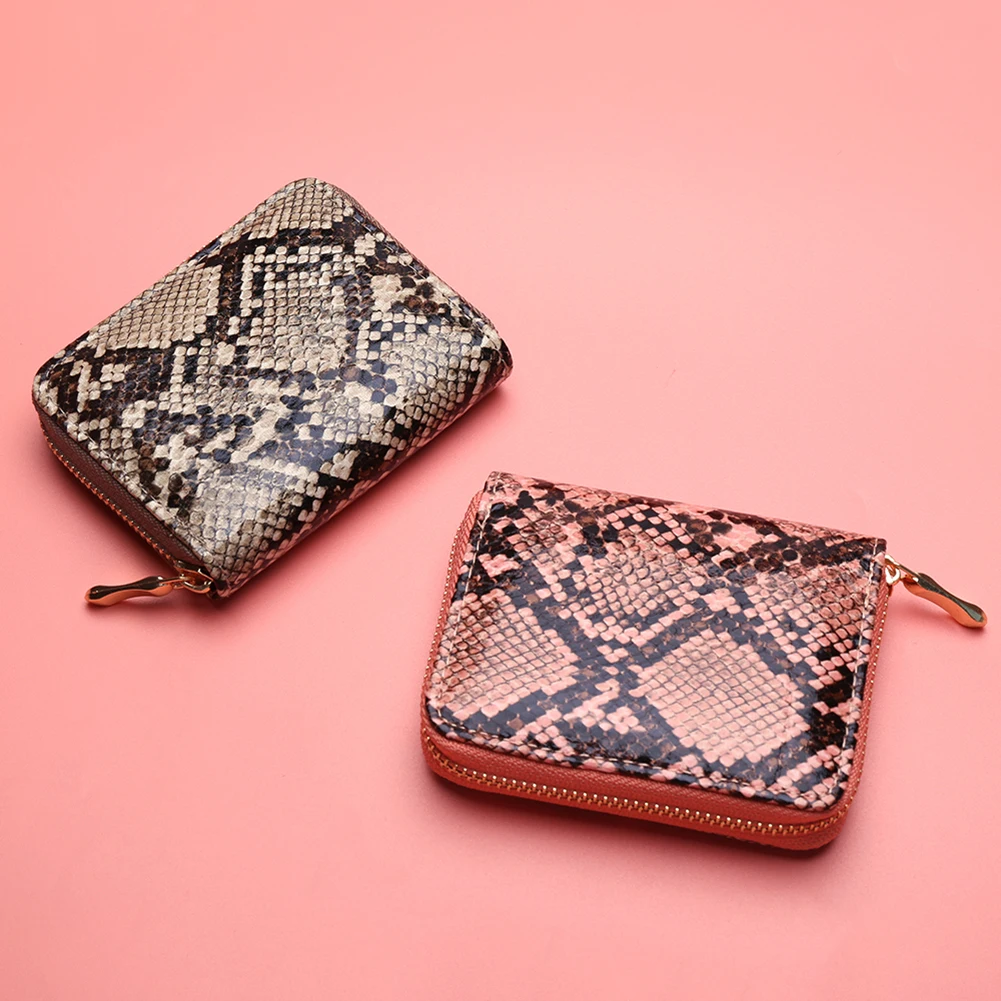 Модный клатч из искусственной кожи женский короткий кошелек со змеиной