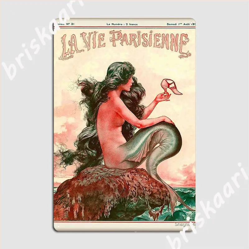 

Винтажный постер с французской русалочкой La Vie, 1925 г.