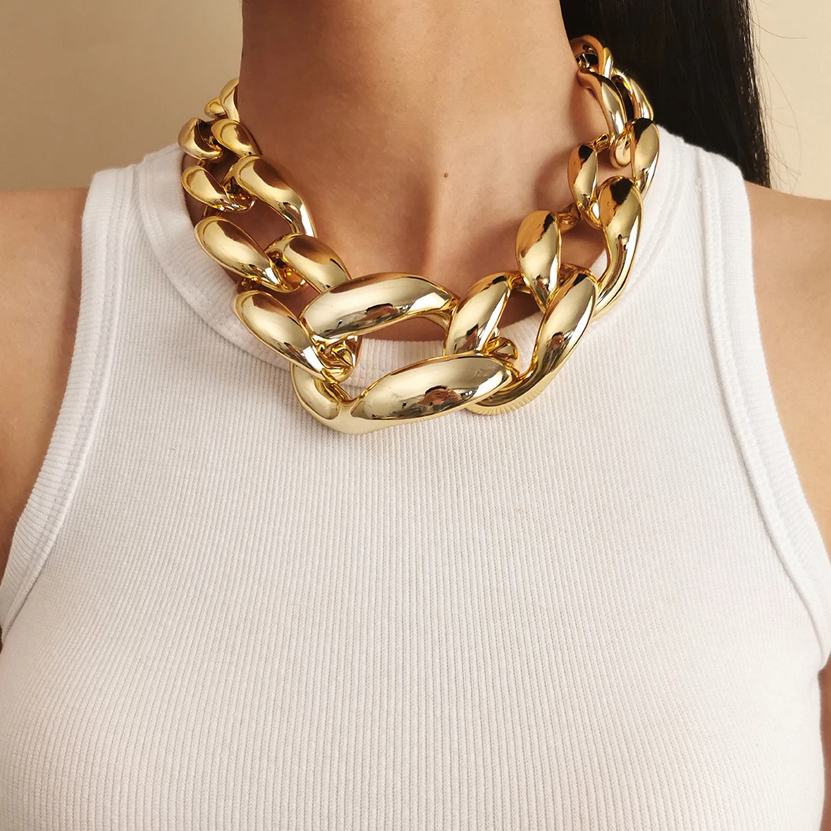 

Hiphop Exaggerated Big Choker Necklace Collar for Women Chunky Chain Necklace on The Neck 2021 Girl Jewelry