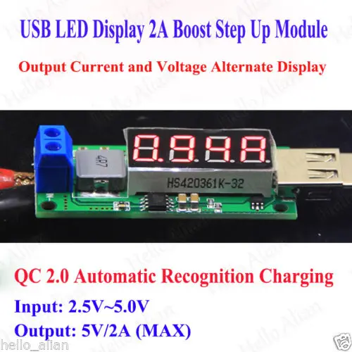 2A DC 3V/3.7V/4.2V to 5V DC-DC Boost Voltage Converter USB Step-up Voltmeter Module With LED display | Обустройство дома
