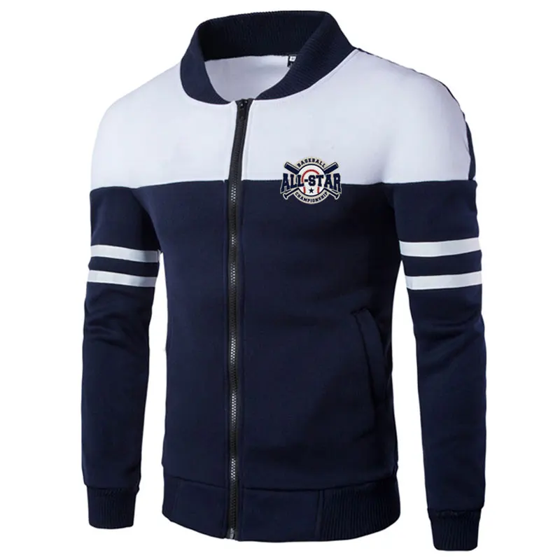 Бейсбол 3D печатных зимние куртки для мужчин мода лоскутное бомбер жакет молния