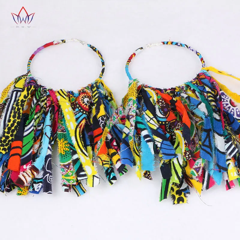 Summer African Earrings Fashion Women Africa Handmade Statement Circle Jewellery Print Wax Fabric Accessories | Тематическая одежда