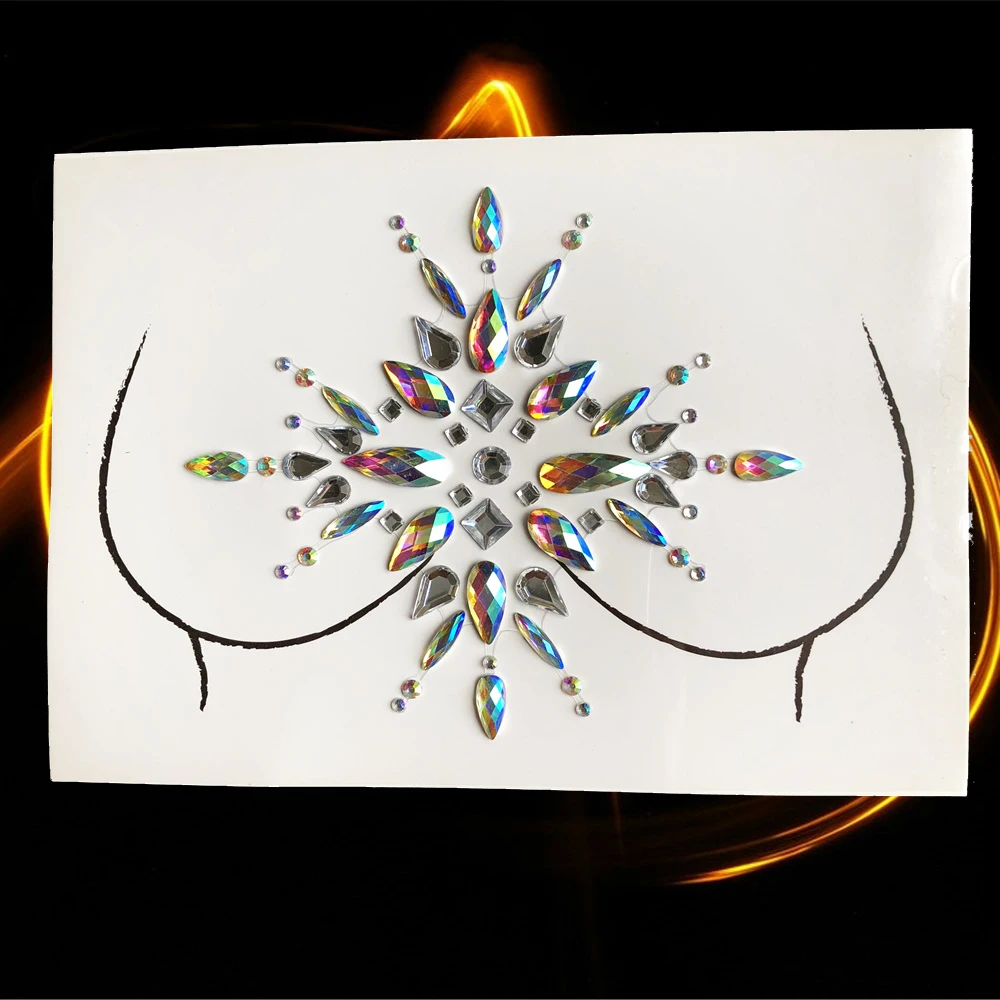 DIY Diamond Breast Sticker Flash Chest Crystal Decor Tribal Style Acrylic Resin Drill For Party Show Gems Nipple Styling Tools | Красота и