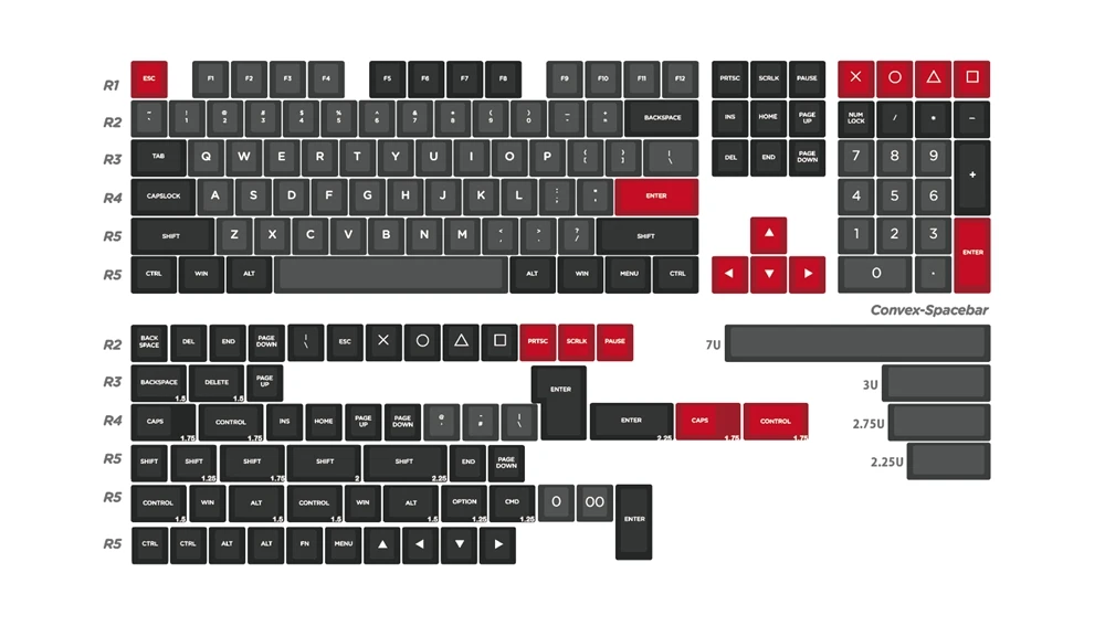 WINMIX pbt doubleshot keycaps osa profile dolch colorway для механической клавиатуры gh60 poker 87 104 108 xd64 xd75 xd68