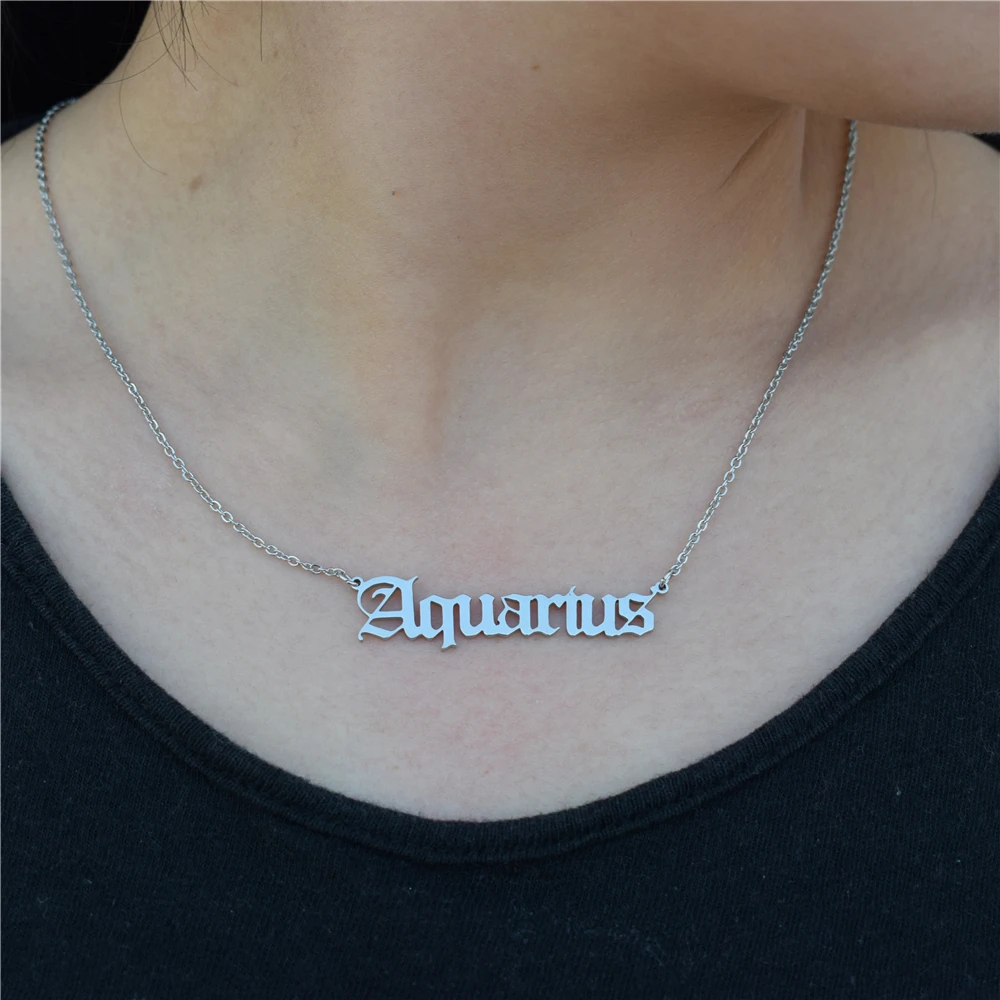 Stainless Steel Initial 12 Zodiac Necklaces Constellation Scorpio Leo Capricorn Libra Taurus Virgo Gemini Pisces Aries Necklace | Украшения